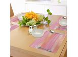 Abakuhaus Tovagliette Arancioni E Rosa, Strisce Verticali Con Banner Geometrici Dai Colori Pastello, Design Astratto, Decorazioni Da Tavola In Tessuto Resistente Al Lavaggio Per La Sala Da Pranzo E La Cucina, Arancione Chiaro E Rosa.