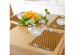Abakuhaus Tovagliette Chevron Gialle, Motivo Chevron Con Linee Gialle E Marroni Classico Retrò, Tiscjdeco In Tessuto Resistente Al Lavaggio Per La Sala Da Pranzo E La Cucina, Marrone Chiaro Calendula Marrone