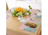 Tovagliette Indie Abakuhaus, Design Retrò Estivo Con Motivo Ananas In Stile Memphis, Decorazioni Da Tavola In Tessuto Resistente Al Lavaggio Per La Sala Da Pranzo E La Cucina, Verde Menta, Marrone Chiaro, Rosa Chiaro