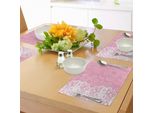 Abakuhaus Tovagliette Rosa E Bianche, Decorazione Floreale Verticale In Stile Pizzo, Disegno Femminile Astratto, Decorazioni Da Tavola In Tessuto Resistente Al Lavaggio Per La Sala Da Pranzo E La Cucina, Bianco Rosa