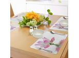 Abakuhaus Tovagliette Rosa E Bianche, Lotus Flower In Tema Acqua Dolce-Acqua-Natura-Relax E Spa, Tiscjdeco In Tessuto Resistente Al Lavaggio Per La Sala Da Pranzo E La Cucina, Bianco Verde Rosa