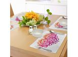 Abakuhaus Tovagliette Arancioni E Rosa, Cuore Astratto Vibrante Con Decorazioni, Riccioli E Volute, Tiscjdeco In Tessuto Resistente Al Lavaggio Per La Sala Da Pranzo E La Cucina, Magenta Arancione