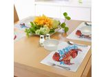 Tovagliette Abakuhaus Con Granchi, Animali Acquatici In Stile Caricaturale Con Barriera Corallina Blu Sullo Sfondo, Mascotte Marina, Decorazione Da Tavola In Tessuto Resistente Al Lavaggio Per Sala Da Pranzo E Cucina, Arancione Chiaro, Blu, Rosso