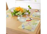 Abakuhaus Tovagliette Libelle, Stagione Dei Campi Fioriti In Primavera Con Camomilla E Sole Sul Retro, Sottobicchieri In Tessuto Lavabile, Decorazione Da Tavola Con Stampa, Multicolore