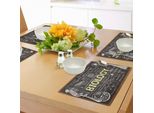 Abakuhaus Tovagliette Didattiche, Lavagna Nera Biologia Simboli Scritti A Mano Scuola Aula, Tiscjdeco In Tessuto Resistente Ai Colori Per La Sala Da Pranzo E La Cucina, Giallo Chiaro Nero Marrone