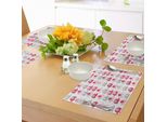 Tovagliette Per Asilo Abakuhaus, Motivi Astratti Vibranti Colorati Con Elefanti E Chevron, Decorazioni Da Tavola In Tessuto Resistente Al Lavaggio Per La Sala Da Pranzo E La Cucina, Corallo Scuro, Rosa Chiaro, Grigio Chiaro
