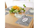 Tovagliette Abakuhaus Narwal, Sfondo Astratto Con Scarabocchi Sinuosi E Schizzi Di Mammiferi Artici, Tovaglietta Decorativa In Tessuto Resistente Ai Colori Per La Sala Da Pranzo E La Cucina, Bianco, Nero, Rosa