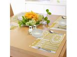 Abakuhaus Tovagliette Gialle E Bianche, Uccello Astratto In Stile Scandinavo Folcloristico, Motivo Floreale Retrò, Tiscjdeco In Tessuto Resistente Al Lavaggio Per La Sala Da Pranzo E La Cucina, Bianco Senape