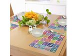 Abakuhaus "Tovagliette Per Attività Infantili, Blocchi Colorati Con L'alfabeto Inglese, Disegno Con Palloncini E Lettere Dei Cartoni Animati, Tiscjdeco In Tessuto Resistente Al Lavaggio Per La Sala Da Pranzo E La Cucina, Multicolore"