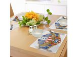 Tovagliette Abakuhaus Adler, Simbolo Araldico Illustrato Dell'aquila Alata Dorata Della Libertà Con Bandiera Degli Stati Uniti, Tiscjdeco In Tessuto Resistente Al Colore Per La Sala Da Pranzo E La Cucina, Multicolore
