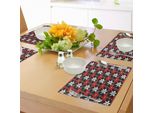 Abakuhaus Tovagliette Rosse E Nere, Piante Ornamentali Artistiche Con Motivi Floreali Retrò Naturali, Decorazioni Da Tavola In Tessuto Resistente Ai Colori Per La Sala Da Pranzo E La Cucina, Rosso Cinabro Bianco Nero