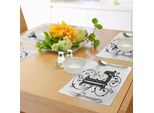 Abakuhaus Tovagliette Con Lettera L, Iniziale Maiuscola Decorata L Calligrafia Alfabeto Cognome Cultura Medievale, Tessuto Lavabile E Resistente Al Lavaggio Per Sala Da Pranzo E Cucina, Bianco, Nero, Grigio