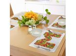 Abakuhaus Tovagliette Con La Lettera M, Elementi Autunnali Lettera Maiuscola M Foglie Colorate Ghiande Autunno Natura, Tiscjdeco In Tessuto Resistente Al Lavaggio Per La Sala Da Pranzo E La Cucina, Giallo Verde Vermilione