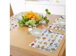 Abakuhaus Tovagliette Didattiche, Simpatico Alfabeto Per Bambini Con Animali-Frutta Prinz Princess Cheerful Colorful Design, Tiscjdeco In Tessuto Resistente Al Lavaggio Per La Sala Da Pranzo E La Cucina, Multicolore
