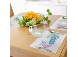 Abakuhaus Tovagliette Gekritzel, Audiocassetta Con Linea Artistica Floreale Musicale Old Fashion Melody Print, Tiscjdeco In Tessuto Resistente Al Lavaggio Per La Sala Da Pranzo E La Cucina, Viola Blu