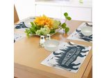 Tovagliette Abakuhaus Adventure, Scritta Buffalo Wanderlust Disegnata A Mano, Tema Viaggio Foresta E Luna, Decorazione Da Tavola In Tessuto Resistente Al Lavaggio Per Sala Da Pranzo E Cucina, Blu Petrolio Scuro E Bianco.