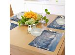 Tovagliette Abakuhaus Winter, Vicolo Nella Foresta Innevata Clima Freddo E Gelido Natura Rurale All'aperto Foresta, Tiscjdeco In Tessuto Resistente Al Lavaggio Per La Sala Da Pranzo E La Cucina, Bianco Nero Blu