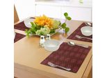 Tovagliette Abakuhaus In Damasco, Motivo Floreale Astratto Con Decorazioni Medievali E Immagini Vittoriane Decorative, Tiscjdeco In Tessuto Resistente Al Lavaggio Per La Sala Da Pranzo E La Cucina, Magenta Arancione Nero