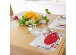 Tovagliette Giapponesi Abakuhaus, Decorazioni Ispirate Alla Cultura Giapponese, Fiori Di Ciliegio Sakura Tree Eastern, Tiscjdeco In Tessuto Resistente Al Lavaggio Per La Sala Da Pranzo E La Cucina, Rosso Cinabro, Bianco, Nero