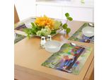 Tovagliette Abakuhaus Spa, Pietre Con Candele Spirituali Orientali Yoga Relax Meditazione Chakra Bambù Stampa, Tiscjdeco In Tessuto Resistente Al Lavaggio Per Sala Da Pranzo E Cucina, Multicolore