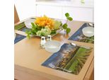 Abakuhaus Italia Tovagliette, Vigneti Di San Gimignano Toscana Architettura Storica - Cielo Drammatico - Nuvole, Tiscjdeco In Tessuto Resistente Ai Colori Per La Sala Da Pranzo E La Cucina, Albicocca Verde Blu