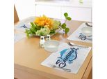 Tovagliette Abakuhaus Con Delfini, Scritta Estiva Astratta Con Pesci E Delfini Con Spruzzi Di Colore, Decorazione Da Tavola In Tessuto Resistente Al Lavaggio Per La Sala Da Pranzo E La Cucina, Azzurro E Blu Scuro