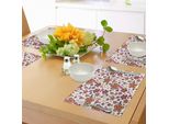 Tovagliette Abakuhaus Con Motivi Floreali, Motivi Floreali In Colori Vivaci, Stampa Ornamentale, Decorazioni Da Tavola In Tessuto Resistente Al Lavaggio Per La Sala Da Pranzo E La Cucina, Magenta, Lilla, Giallo