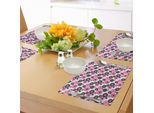 Abakuhaus Tovagliette Geometriche, Motivi Floreali Femminili Ispirati Alla Natura, Fiori Antichi, Tovagliette Decorative In Tessuto Resistente Ai Colori Per La Sala Da Pranzo E La Cucina, Rosa, Bianco, Nero