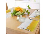 Abakuhaus Tovagliette Gialle E Bianche, Stampa Con Grasso Di Cottura, Latte Bianco, Panna, Yogurt Colorato Su Sfondo Giallo Miele, Decorazioni Da Tavola In Tessuto Resistente Al Colore Per La Sala Da Pranzo E La Cucina, Giallo Bianco