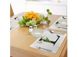 Abakuhaus Tovagliette Con La Lettera L, Abc Tipografico, Lettera Maiuscola L Con Giglio Flourish Floral Natural Grace, Tiscjdeco In Tessuto Resistente Al Lavaggio Per La Sala Da Pranzo E La Cucina, Bianco, Nero, Verde