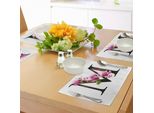 Abakuhaus Tovagliette Con La Lettera M, Magnolia Florets Dignità E Nobiltà Espresse Dai Fiori Nel Design Dell'alfabeto, Tiscjdeco In Tessuto Resistente Al Lavaggio Per La Sala Da Pranzo E La Cucina, Nero Verde Rosa