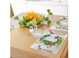 Abakuhaus Tovagliette Con La Lettera C, Design Alfabetico Ispirato Alla Primavera E All'estate, Simbolo Della Lettera Maiuscola C, Decorazione Da Tavola In Tessuto Resistente Al Lavaggio Per La Sala Da Pranzo E La Cucina, Multicolore Verde