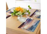 Tovagliette Invernali Abakuhaus, Fantastica Fotografia Innevata Del Paesaggio Invernale Dei Carpazi, Ucraina, Europa, Tiscjdeco In Tessuto Resistente Al Lavaggio Per Sala Da Pranzo E Cucina, Bianco Pesca Blu