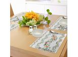 Abakuhaus Tovagliette Con Fiori Verdi, Motivo Decorativo Astratto Con Foglie Orizzontali, Stile Vintage Romantico, Tiscjdeco In Tessuto Resistente Al Lavaggio Per Sala Da Pranzo E Cucina, Multicolore