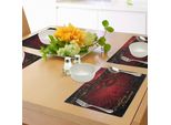 Tovagliette Natalizie Abakuhaus, Sfondo Floreale Astratto - Decorazioni Tradizionali A Pois Natalizi, Decorazioni Da Tavola In Tessuto Resistente Ai Colori Per La Sala Da Pranzo E La Cucina, Rosso Bordeaux Giallo Rubino