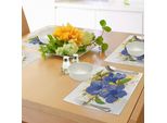 Abakuhaus Tovagliette Tropicali, Fiori Di Ibisco Fogliame Esotico Bouquet Organico Acquerello, Decorazioni Da Tavola In Tessuto Resistente Al Lavaggio Per La Sala Da Pranzo E La Cucina, Blu Violetto Senape Bianco Verde
