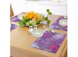 Abakuhaus Tovagliette Astratte, Fantastica Composizione Floreale Con Romantici Gigli E Piccoli Pois, Tovaglietta Decorativa In Tessuto Resistente Al Lavaggio Per La Sala Da Pranzo E La Cucina, Azzurro, Viola, Rosa