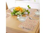 Tovagliette Abakuhaus Con Motivo A Mela, Frutta Sana E Rinfrescante Dal Frutteto, Disegno Astratto, Stampa Digitale Su Tessuto Lavabile, Decorazione Da Tavola Per La Cucina, Verde Mela, Beige, Rosso.