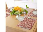 Abakuhaus Tovagliette In Corallo, Motivo Con Gerbera Ricordano La Freschezza Dell'estate, Tiscjdeco In Tessuto Resistente Al Lavaggio Per La Sala Da Pranzo E La Cucina, Corallo Scuro Rosso Cinabro Beige