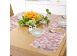 Abakuhaus Tovagliette Astratte, Stile Hipster Ispirazioni Pennellate Strisce Colori Ad Acquerello Sbavati Vintage, Tiscjdeco In Tessuto Resistente Al Lavaggio Per La Sala Da Pranzo E La Cucina, Bianco Corallo Rosso
