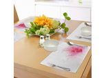Abakuhaus Tovagliette Romantiche, San Valentino A Tema Cuori Con Composizione Floreale Illustrazione Romantica Amour, Tiscjdeco In Tessuto Resistente Al Lavaggio Per La Sala Da Pranzo E La Cucina, Bianco Rosa