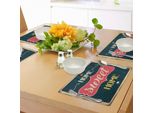Abakuhaus Casa Dolce Casa, Felicità Assoluta Tovagliette, Immagine Retrò Anni Sessanta Dall'aspetto Invecchiato Con Frase Motivazionale, Stampa Digitale Su Tessuto Lavabile Decorazione Da Tavola Cucina, Multicolore
