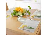 Tovagliette Abakuhaus Gialle, Tulipani Colorati Su Una Tavola Rustica In Legno Bianco E Giallo Con Tema Primaverile, Decorazioni Da Tavola In Tessuto Resistente Al Lavaggio Per La Sala Da Pranzo E La Cucina, Verde Lime, Giallo E Bianco.