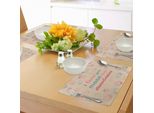 Abakuhaus Ti Amo Più Tovagliette, Citazione Divertente E Sfondo Pastello Con Fragole Sparse, Decorazioni Per La Tavola In Tessuto Resistente Al Lavaggio Per La Sala Da Pranzo E La Cucina, Marrone Sabbia, Blu Grigio, Rosso Corallo