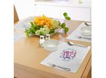 Abakuhaus Tovagliette "Vivi, Ridi, Ama"", Scritta A Mano Con Citazione E Illustrazione Di Foglie, Decorazione Da Tavola In Tessuto Resistente Ai Colori Per La Sala Da Pranzo E La Cucina, Blu Violetto, Viola, Rosso"