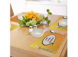 Abakuhaus Tovagliette "Vivi, Ridi, Ama"", Fumetto Con Citazione Su Sfondo Sfumato, Tovaglietta Decorativa In Tessuto Resistente Ai Colori Per La Sala Da Pranzo E La Cucina, Arancione, Giallo, Nero"