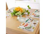 Abakuhaus "Tovagliette Per Bambini, Simpatici Animali Caricaturali, Fiori Colorati E Cuori Per Neonati E Bambini, Decorazioni Per La Tavola In Tessuto Resistente Al Lavaggio Per La Sala Da Pranzo E La Cucina, Multicolore"