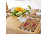 Abakuhaus Casa Dolce Casa, Felicità Assoluta Tovagliette, Parole Con Cuori Su Una Casa Di Legno Con Assi, Tiscjdeco In Tessuto Resistente Al Colore Per La Sala Da Pranzo E La Cucina, Marrone Chiaro Nero Rosso