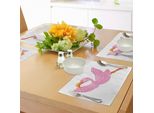 Abakuhaus Tovagliette Arancioni E Rosa, Motivo Flamingo Tropicale Volante, Illustrazione Animale Esotica In Stile Caricaturale, Tiscjdeco In Tessuto Resistente Al Colore Per La Sala Da Pranzo E La Cucina, Arancione Rosa