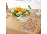 Tovagliette Abakuhaus Tea Party, Pois Tradizionali Con Teiera E Tazze Su Sfondo Floreale, Decorazioni Da Tavola In Tessuto Resistente Al Lavaggio Per Sala Da Pranzo E Cucina, Multicolore